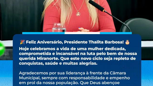 FELIZ ANIVERSÁRIO PRESIDENTE THALITA BARBOSA